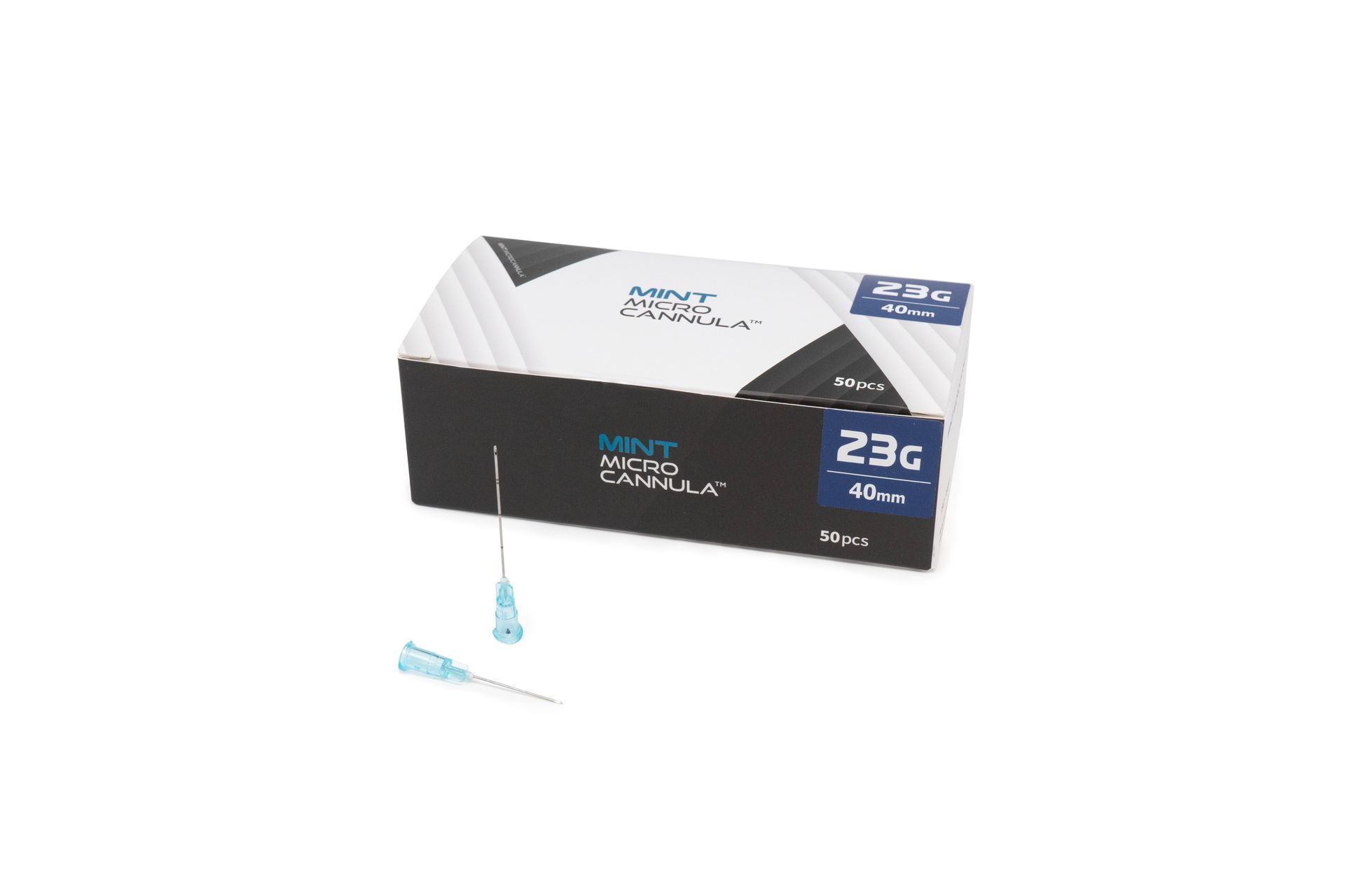 23G MINT Microcannula™ with cannulas laid out in front