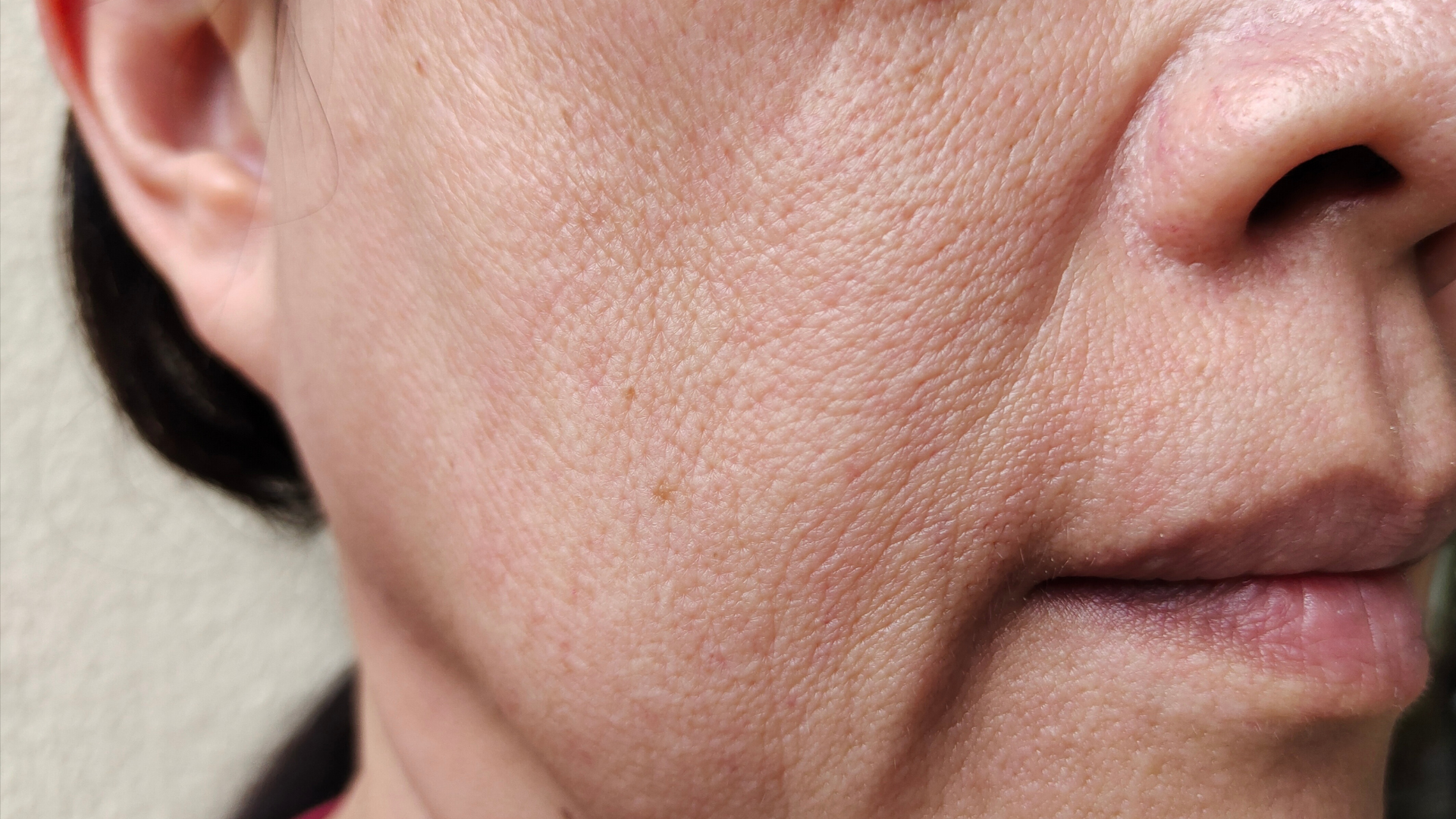close up of woman's cheek