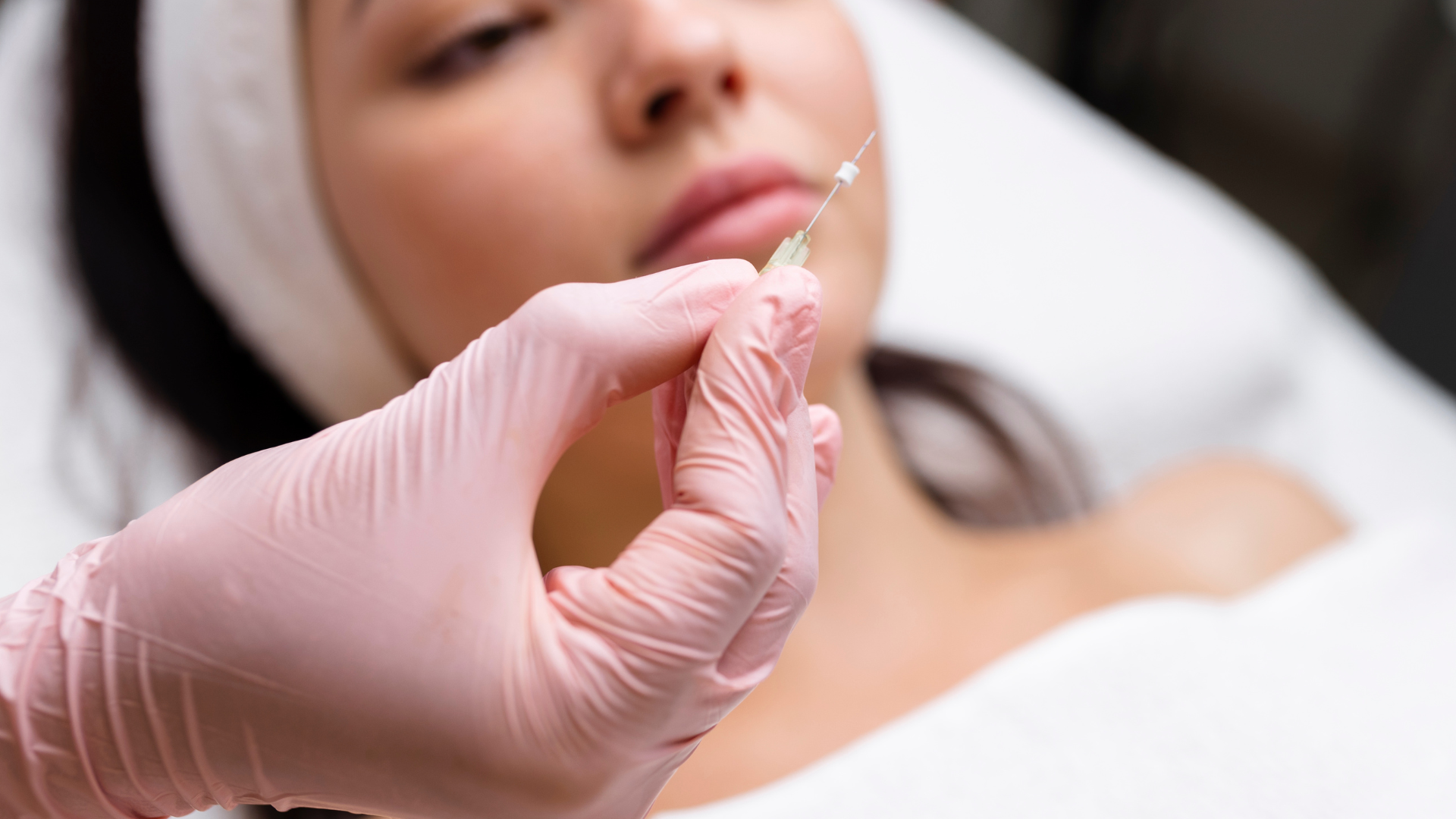 Woman getting PDO threads for skin tightening