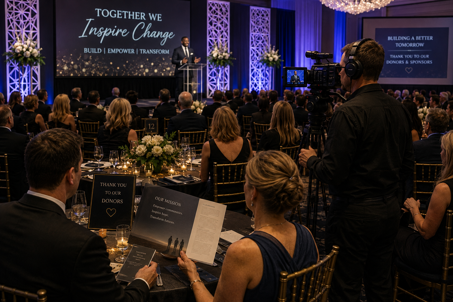 Professional nonprofit gala video production capturing donor interviews and fundraising event highlights for a charitable organization.