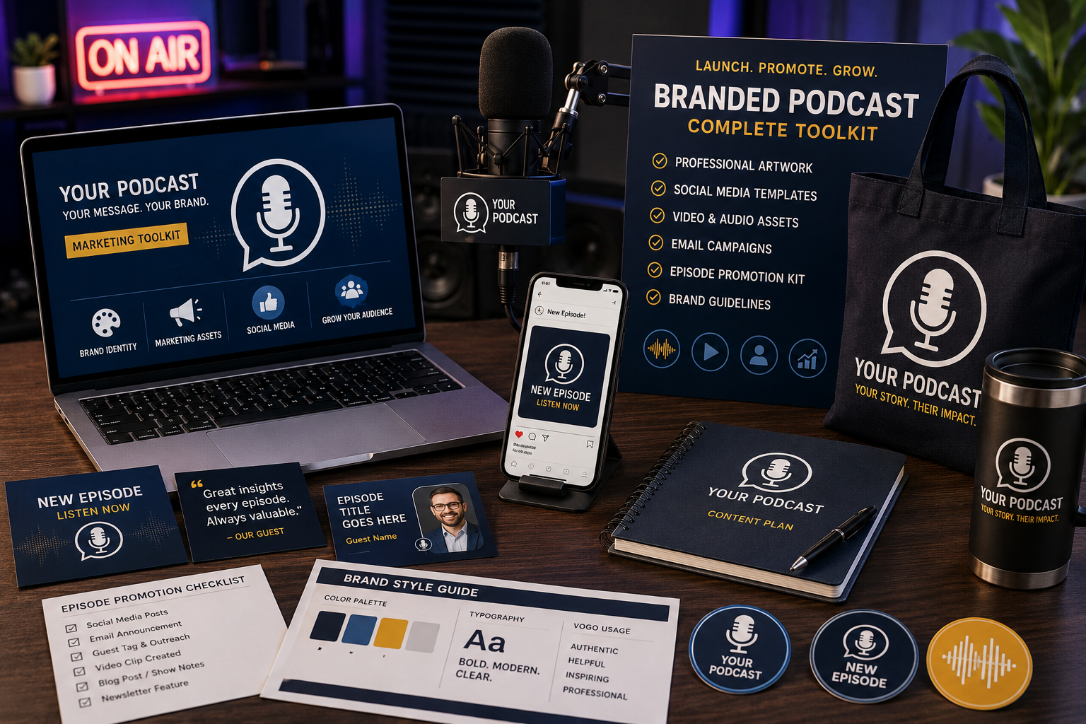 Launching a successful podcast is no longer just about recording conversations and publishing episodes. Today's creators, organizations, and business leaders must think beyond the microphone if they want to attract attention, build trust, and create lasting relationships with their audiences. Every episode should become part of a larger marketing system that supports growth while strengthening the overall brand. At Masterly Studios, we help creators develop practical resources that continue working long after the recording session ends.
A professional branded podcast deserves more than a memorable logo or attractive cover image. It should include a complete collection of promotional materials that make every episode easier to market across multiple platforms. When these resources are prepared in advance, creators spend less time scrambling for content and more time producing meaningful conversations. That efficiency creates consistency, and consistency helps build long-term credibility.
Our workshop focuses on helping creators create artwork and branding for podcasts promotion while also developing templates, graphics, messaging, and marketing assets that are immediately ready for use. Instead of leaving with ideas alone, participants leave with practical resources that support future campaigns. The result is a stronger brand, improved visibility, and a more organized content strategy.
A Branded Podcast Begins with a Clear Identity
Every successful branded podcast starts with a recognizable identity that audiences immediately associate with quality and consistency. Colors, typography, artwork, messaging, and presentation all contribute to how people remember your content. Without a consistent identity, even outstanding episodes can become difficult to recognize among thousands of competing shows.
Developing a strong brand identity requires more than selecting attractive graphics. It involves defining your mission, understanding your audience, and creating visual elements that accurately represent your goals. Every decision should reinforce the personality of your brand while making each episode instantly recognizable.
A consistent presentation also builds trust over time. When audiences repeatedly experience the same professional appearance, they naturally begin associating that consistency with reliability.
Marketing Assets Save Time Throughout Every Campaign
Many creators underestimate how much effort goes into promoting a single episode. Writing captions, designing graphics, editing videos, creating thumbnails, and preparing email announcements often consume more time than recording the actual podcast.
A complete toolkit helps creators save time by providing ready-to-use promotional resources before each campaign begins. Instead of starting from scratch with every release, creators simply customize existing templates while maintaining consistent branding. This organized workflow reduces stress and allows greater attention to remain on producing valuable content.
Preparation transforms marketing from a last-minute task into a repeatable system that supports long-term success, especially when you integrate social media podcast marketing into your overall campaign strategy.
Ready-to-Use Promotional Assets Build Consistency
Our workshop emphasizes building assets that participants can begin using immediately. Rather than discussing abstract marketing theories, we focus on creating practical resources that improve day-to-day operations.
Participants typically leave with materials such as:
Episode announcement templates
Social media graphics
Guest quote designs
Video thumbnail layouts
Promotional email graphics
Presentation slides
Brand style references
These assets become valuable resources that simplify future campaigns while reinforcing a professional brand image.
Building a Brand Toolkit That Supports Every Episode
Each episode represents an opportunity to strengthen audience relationships while expanding your reach. A thoughtfully organized toolkit ensures that every release receives consistent promotional support regardless of production schedules.
Instead of treating each campaign as an isolated project, creators begin viewing every episode as part of a larger marketing strategy. Consistent branding across every communication helps audiences remember your message while increasing recognition over time.
This structured approach also allows businesses to scale production more efficiently as their podcast grows, especially when supported by ongoing podcast training and consulting that refines both content and processes.
Artwork Shapes First Impressions
Potential listeners often decide whether to explore a new podcast within only a few seconds. Professional visuals influence those first impressions long before someone presses play.
That is why our workshop helps creators develop polished graphics that accurately represent their brand while communicating professionalism and credibility. High-quality artwork becomes one of the most valuable assets within any branded podcast toolkit.
Strong visual branding also improves consistency across websites, presentations, newsletters, and promotional campaigns.
A Unified Brand Voice Builds Recognition
Visual identity alone cannot define a successful brand. Every written message, introduction, interview, and promotional caption should reflect a consistent brand voice that audiences quickly recognize.
Developing this voice helps creators communicate naturally while remaining aligned with their values and objectives. Whether publishing an episode announcement or responding to audience comments, consistent messaging reinforces trust.
A recognizable voice helps every interaction strengthen your overall brand.
A Podcast Can Showcase Expertise
Many organizations launch podcasts simply to generate content. The most successful creators use their platform to showcase expertise while building meaningful relationships with their audience, often by applying advanced podcasting techniques that make each episode more immersive and engaging.
Educational conversations, thoughtful interviews, and insightful discussions demonstrate professional knowledge without relying on direct sales presentations. Over time, audiences begin recognizing the host as a trusted resource rather than another advertiser.
This credibility often becomes one of the greatest long-term benefits of maintaining a professional branded podcast.
Promotional Products Extend Your Brand Beyond Digital Platforms
Although digital marketing remains essential, physical promotional products continue creating memorable experiences that online campaigns cannot always replicate. Well-designed items allow audiences to interact with your brand beyond their screens while reinforcing recognition.
Many organizations incorporate branded merchandise into conferences, networking events, product launches, and educational workshops, and some also leverage podcast monetization strategies such as premium merch lines to turn loyal listeners into paying supporters. These items continue promoting the company long after the event has ended.
Thoughtfully selected promotional materials help transform casual listeners into enthusiastic supporters.
Choosing Promotional Products That Deliver Value
Not every promotional item creates a lasting impression. Selecting useful products increases the likelihood that recipients continue using them regularly while keeping your brand visible.
Popular options often include:
Tote bags
Drawstring bags
Travel mugs
Power banks
Premium notebooks
Reusable water bottles
These promotional products provide practical value while encouraging ongoing exposure for your organization.
Branded Merchandise Reinforces Long-Term Recognition
Quality branded merchandise helps organizations remain visible between podcast episodes. A thoughtfully designed collection reflects professionalism while encouraging people to remember your message.
Many organizations also expand beyond traditional giveaways by producing custom greeting cards, seasonal holiday cards, branded packaging, and premium appreciation gifts for loyal supporters. These personalized touches create memorable experiences while strengthening audience loyalty.
Useful products frequently remain in homes and offices for months or years, extending the reach of your brand without additional advertising costs.
Strong Brands Create Emotional Connections
People rarely remain loyal because of logos alone. They remain loyal because they identify with shared values, memorable experiences, and authentic communication.
A successful branded podcast helps build emotional connections by sharing meaningful stories, valuable insights, and conversations that genuinely help listeners solve problems. These experiences gradually strengthen trust while encouraging ongoing engagement.
Authenticity remains one of the strongest competitive advantages available to today's creators.
Every Episode Should Reflect Brand Values
Every published episode communicates something about the organization behind it. The guests you invite, the topics you discuss, and the way conversations are conducted all contribute to public perception.
Strong brand values should remain visible throughout every aspect of production. Consistency between messaging and actions builds credibility while helping audiences develop confidence in your organization.
This alignment transforms ordinary content into a meaningful representation of your mission.
Thought Leadership Begins with Valuable Conversations
A professional podcast creates opportunities for organizations to become respected voices within their industry. Inviting the right guests, asking thoughtful questions, and sharing practical insights positions hosts as trusted resources instead of promotional broadcasters.
Over time, consistent educational content establishes the host as a thought leader while strengthening the overall brand. Rather than competing solely through advertising, businesses become recognized for providing meaningful value.
Thoughtful conversations often generate stronger long-term influence than expensive promotional campaigns, particularly when paired with a solid business 101 for podcasters foundation that aligns your show with clear revenue and growth goals.
Supporting Businesses of Every Size
Effective podcasting is not reserved for large corporations with unlimited resources. Many smaller businesses achieve remarkable visibility by producing consistent educational content supported by organized marketing systems.
Our workshop helps organizations develop practical assets that fit their available budget while remaining scalable for future growth. Rather than overwhelming participants with unnecessary complexity, we emphasize solutions that deliver measurable value regardless of organization size.
Whether you represent an established company or one of many growing smaller businesses, a carefully planned branded podcast toolkit provides a solid foundation for sustainable marketing success.