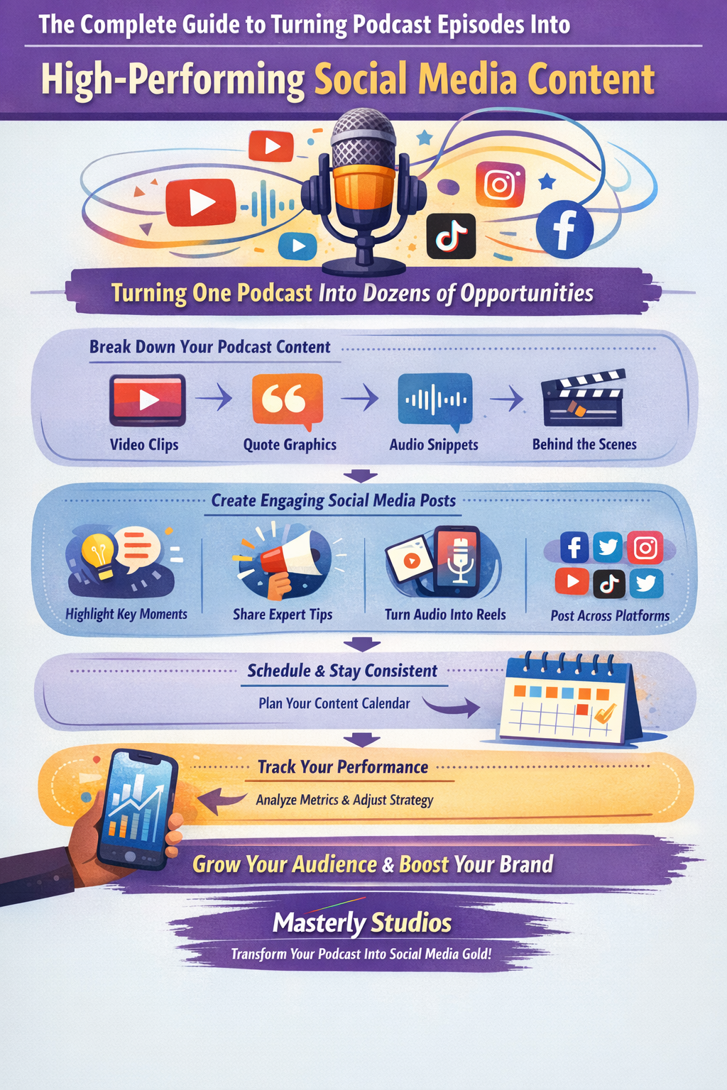Infographic on high-performing social media content with platform icons