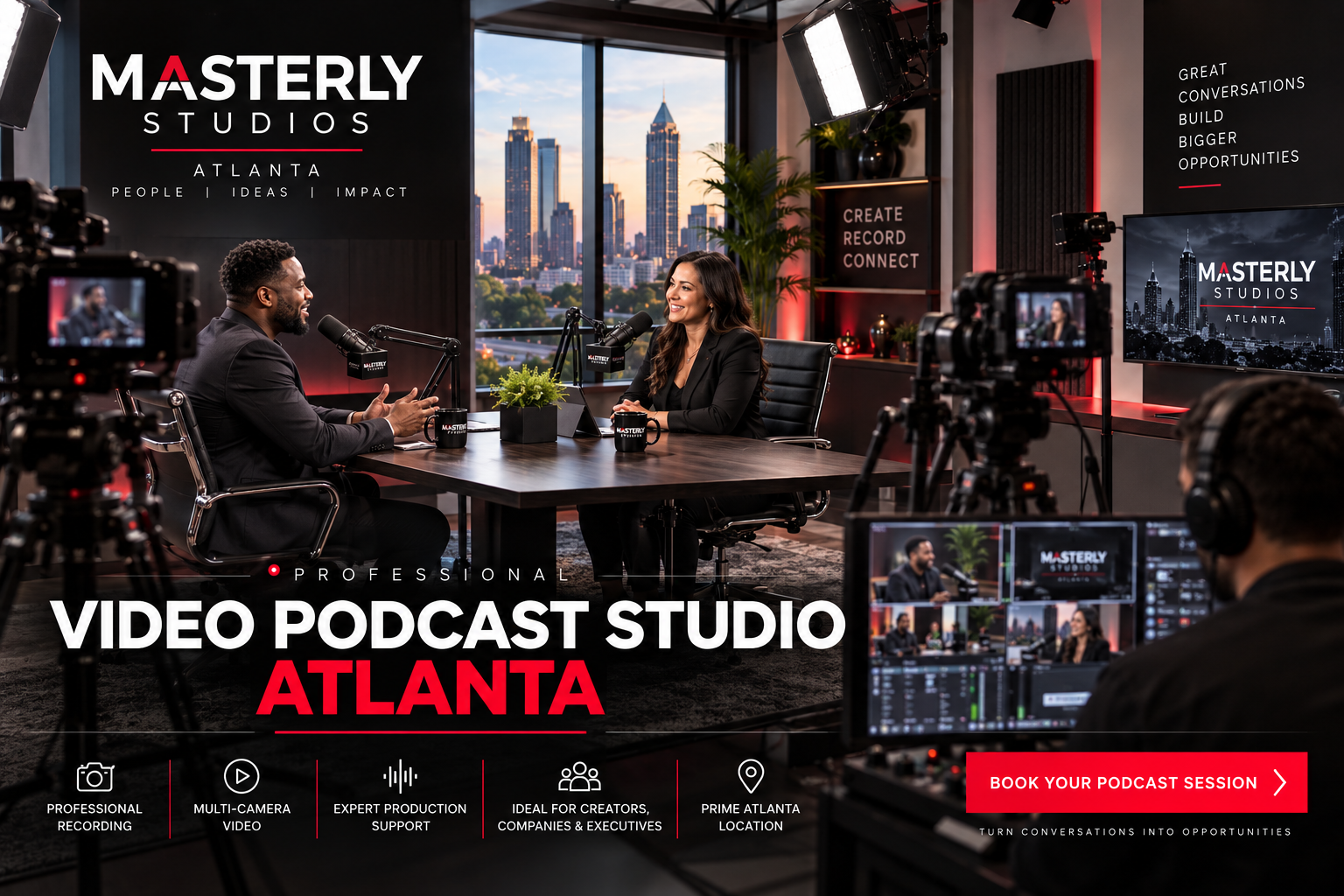How to record a video podcast in a professional Atlanta studio at Masterly Studios