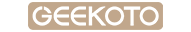 GEEKOTO logo in white text on a brown rounded rectangle background