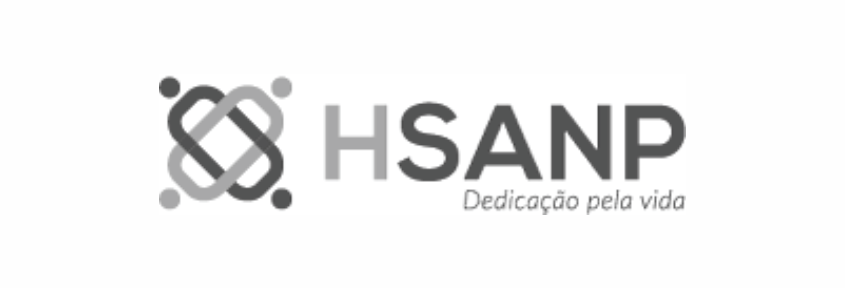 Um logotipo em preto e branco para uma empresa chamada hsanp