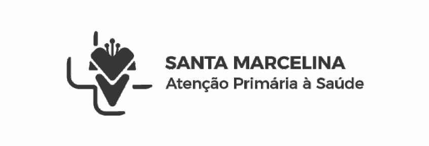A black and white logo for santa marcelina atenção primaria à saúde