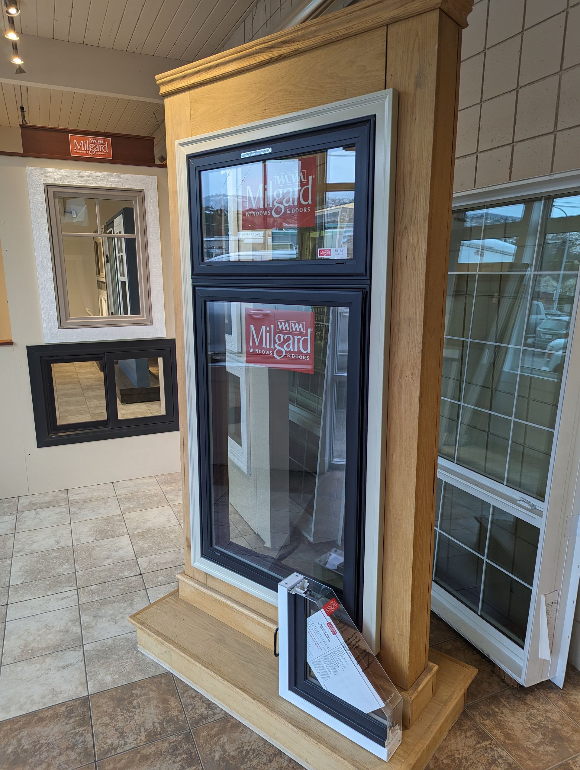 A display of windows and mirrors in a store.