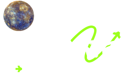 Small colorful planet-like sphere with bright green curved and arrow-like marks on a white background