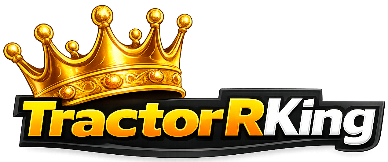 TractorKing logo with a gold crown above bold black-and-yellow text