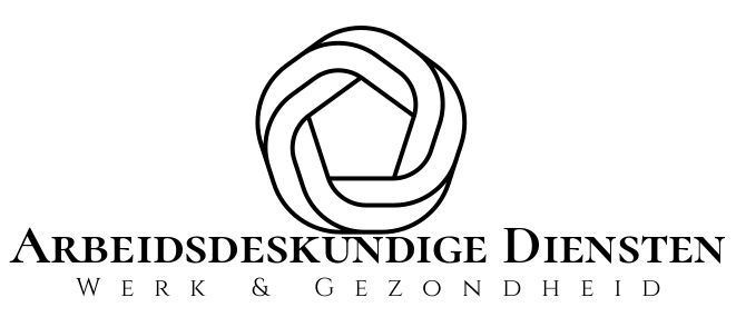 Logo for Arbeidsdeskundige Diensten Werk & Gezondheid with a stylized circular emblem