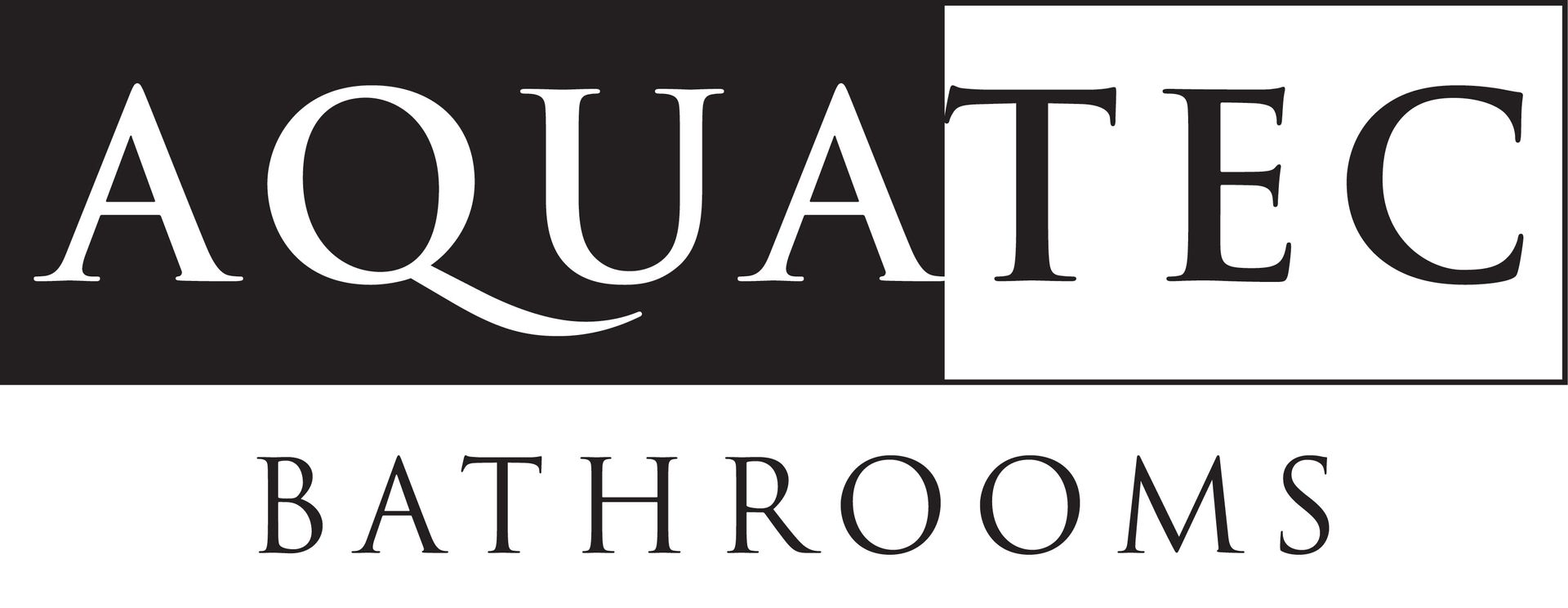 A black and white logo for aquatec bathrooms