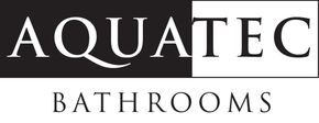 A black and white logo for aquatec bathrooms