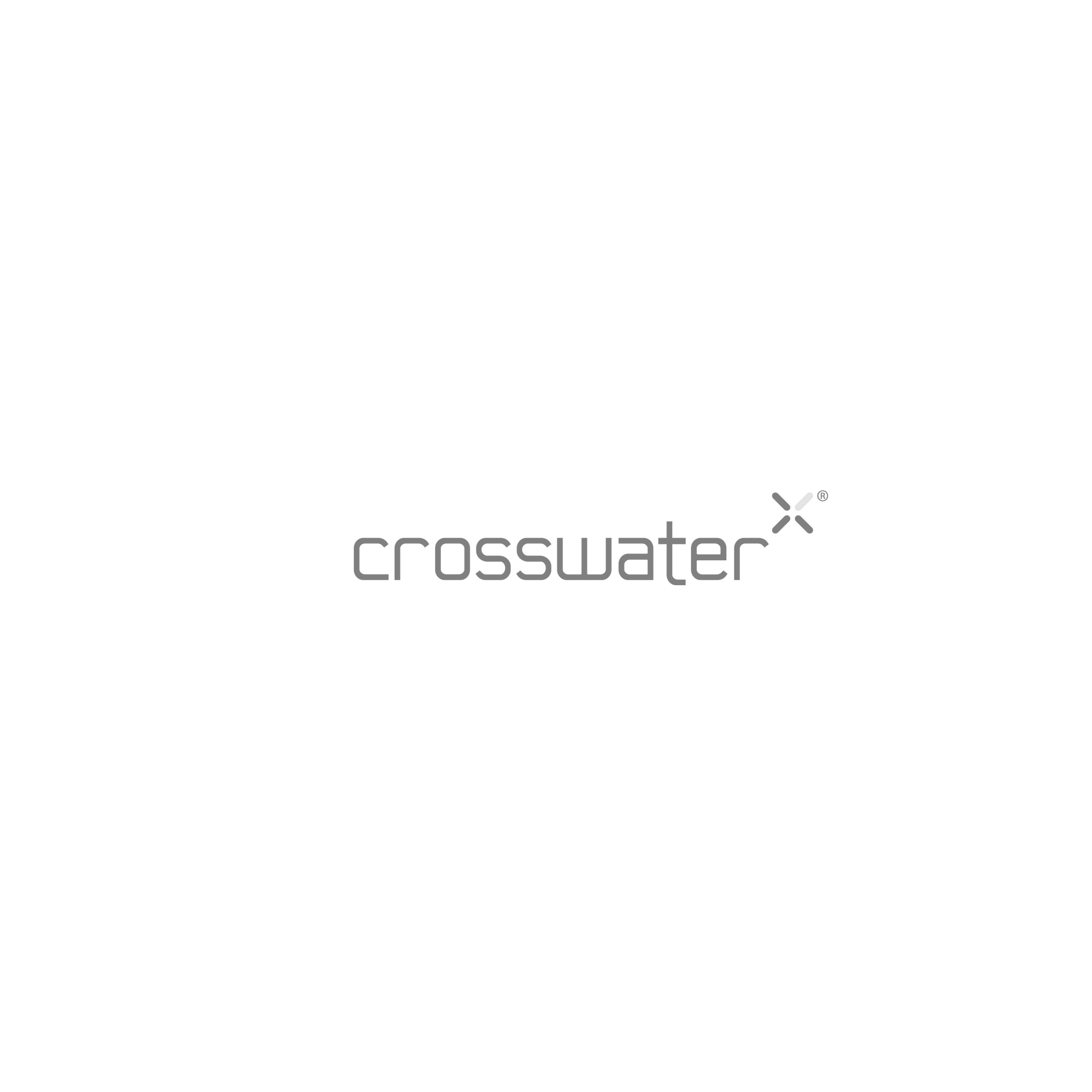 A logo for a company called crosswater on a white background.
