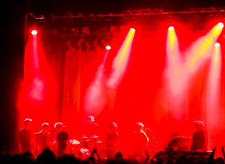 stage lit up red