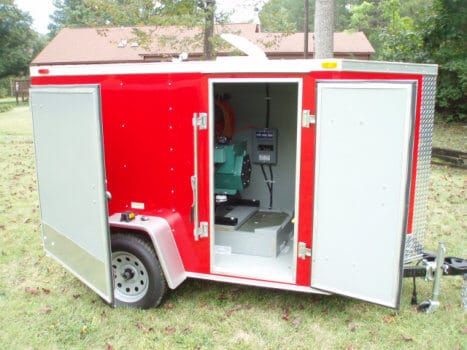 Brushless unit mount in an enclosed trailer. Two 50amp weather tight outlets on outside