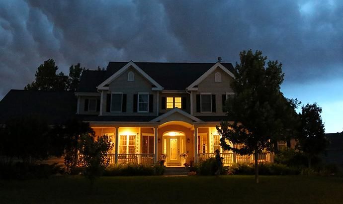 Backup generator keeping lights on during a storm outage