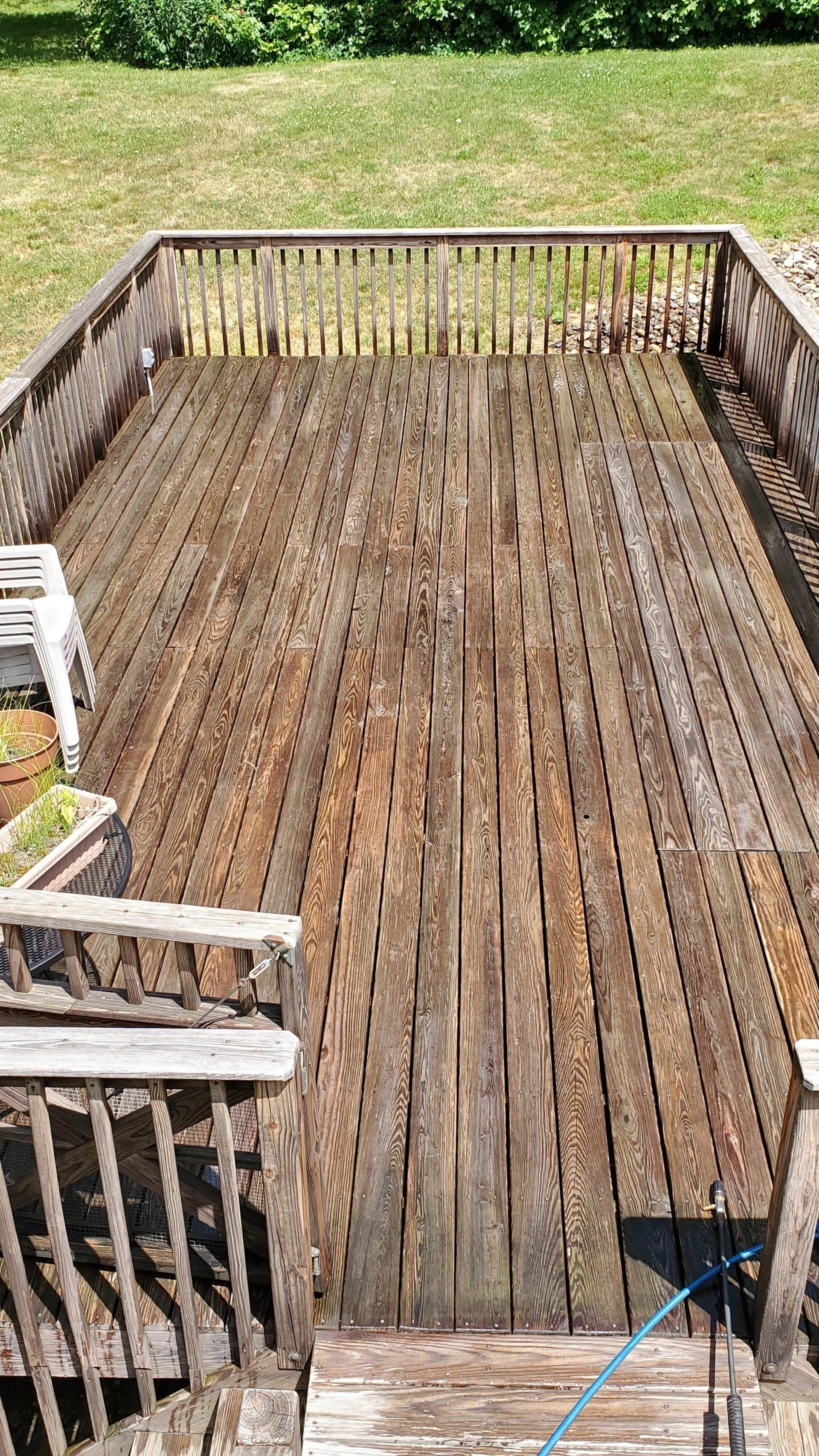 Cleaned Wooden Deck Comparison