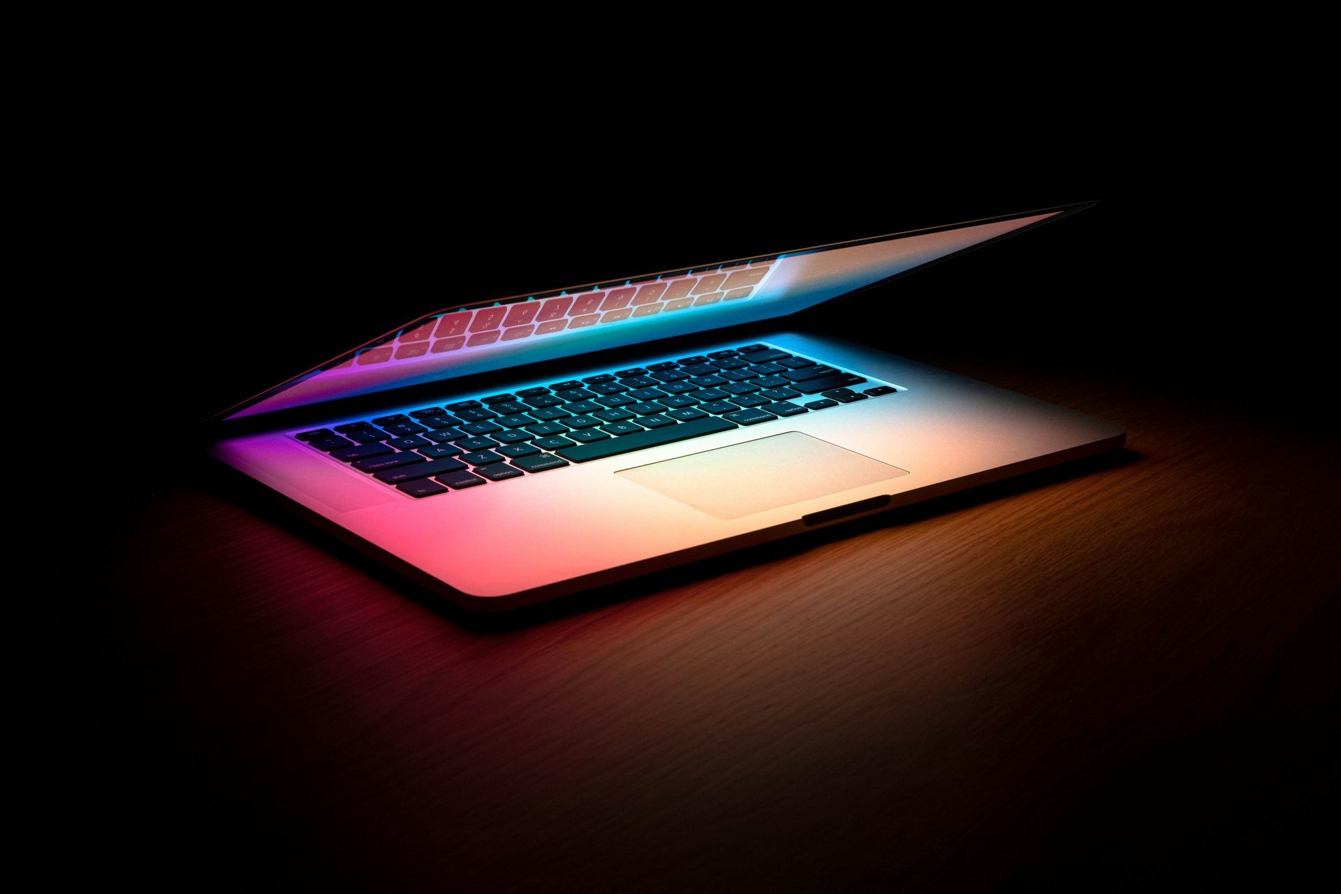 Laptop on a desk with beautiful colors
