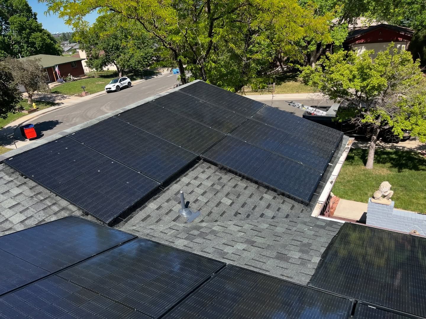 A roof with a lot of solar panels on it