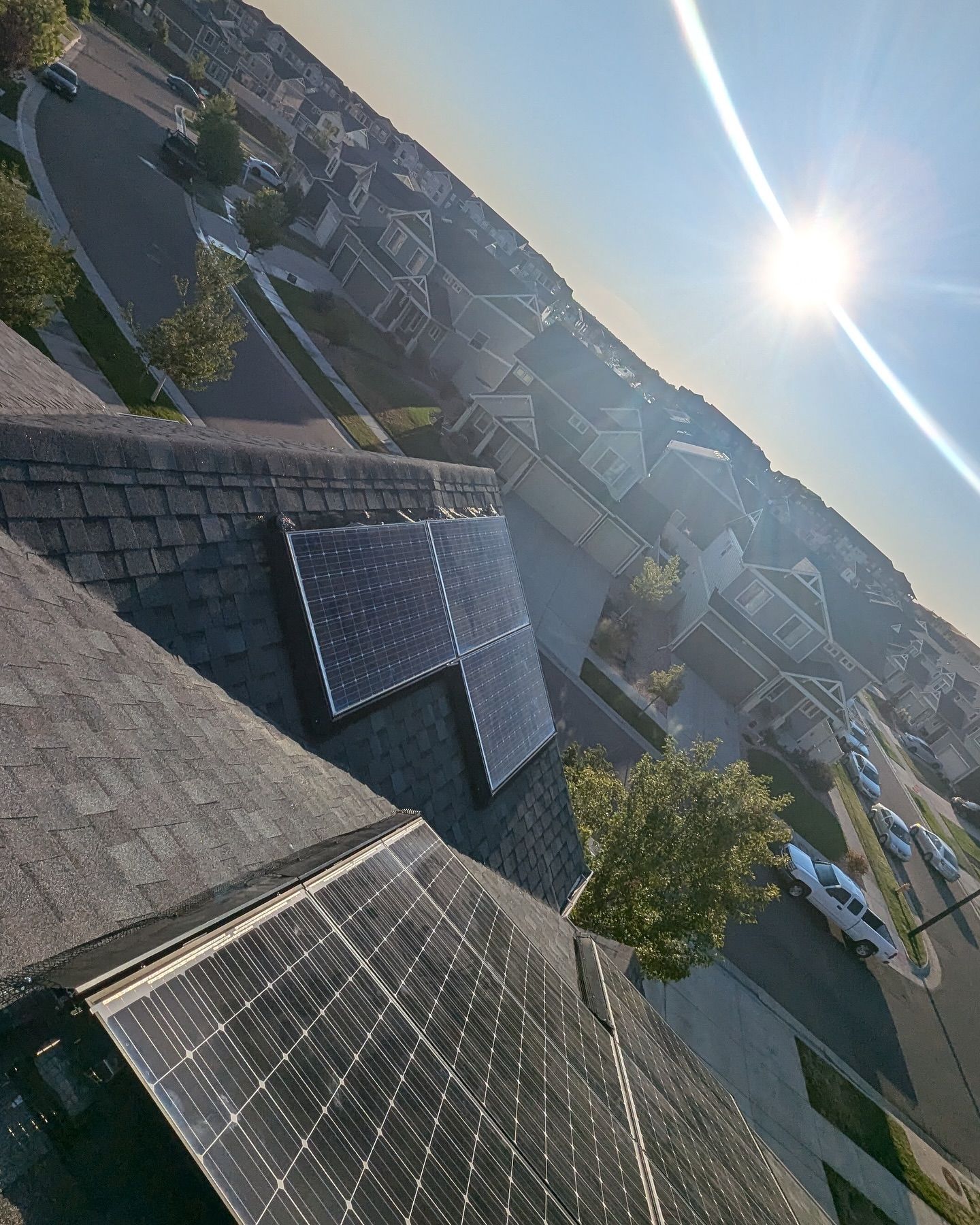 A roof with a lot of solar panels on it