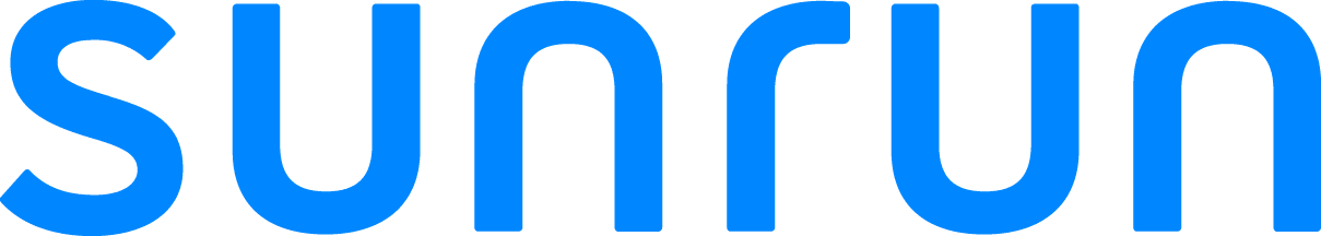 The word sunrun is written in blue on a white background.
