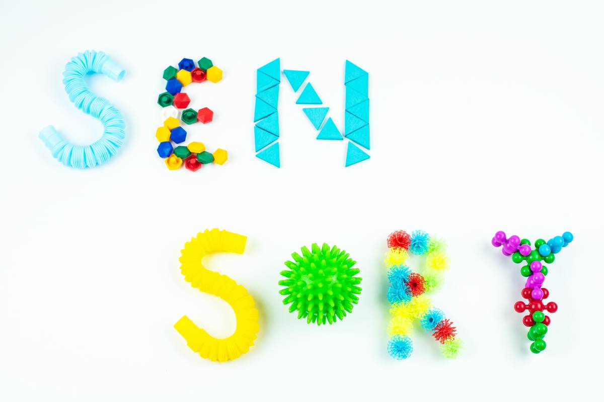 Sensory training, sensory integration, and processing disorder label made of small objects near Richmond, Kentucky (KY)