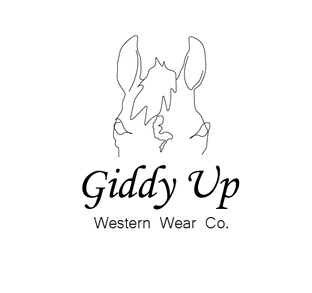 A logo for a company called giddy up western wear co.