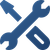 A blue icon of a wrench and a screwdriver crossed over each other.