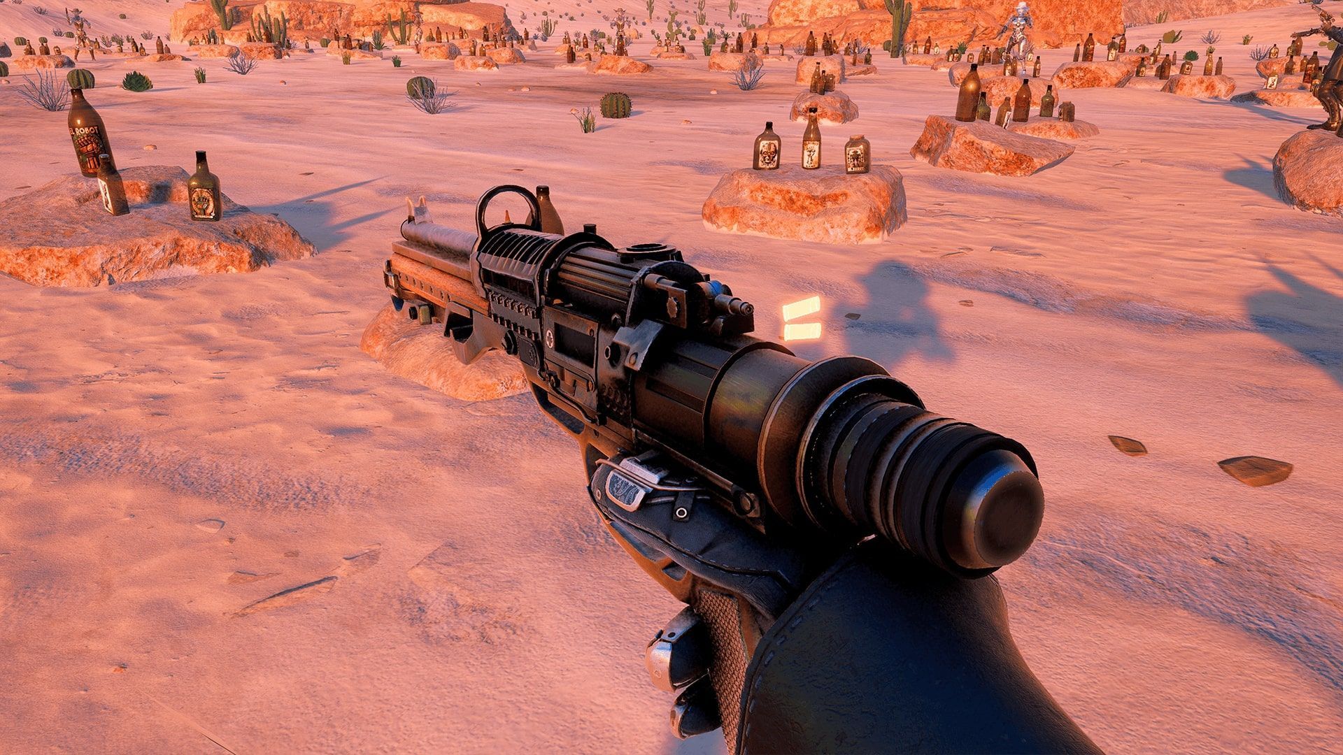 Futuristički pištolj sa preostala dva metka u VR Shooter igri Gunslinger