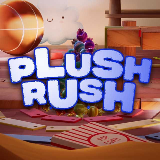 Plush Rush natpis ispred tornja bombona VR Shooter igre Plush Rush