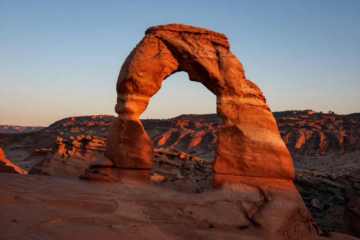 Arches National Park sandstone arches at sunrise
