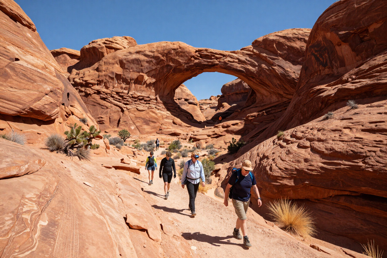 Hiking the Corona Arch trail near Moab Utah