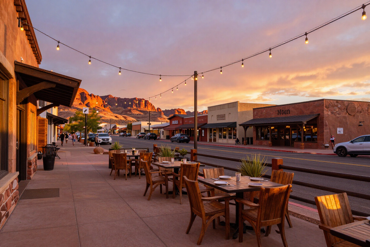 Downtown Moab main street dining and restaurants