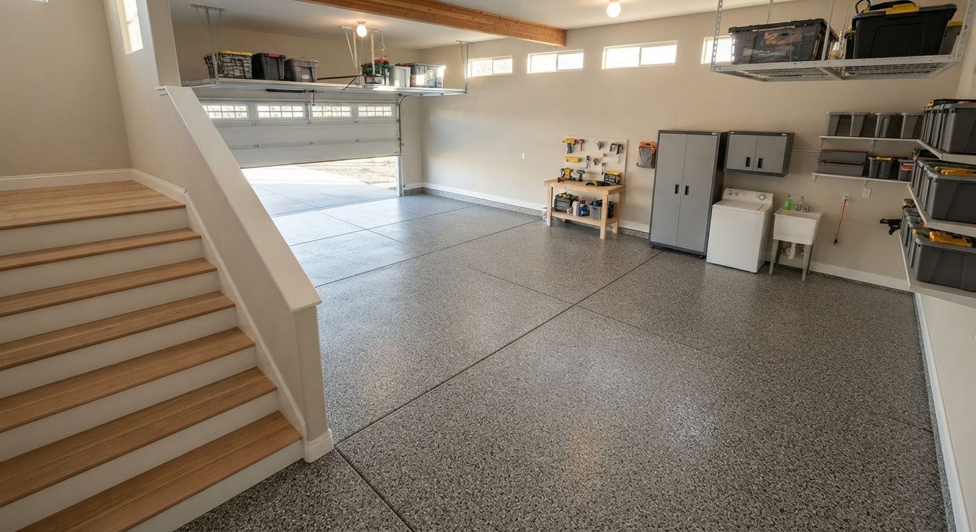 Completed garage floor coating project in Madera California