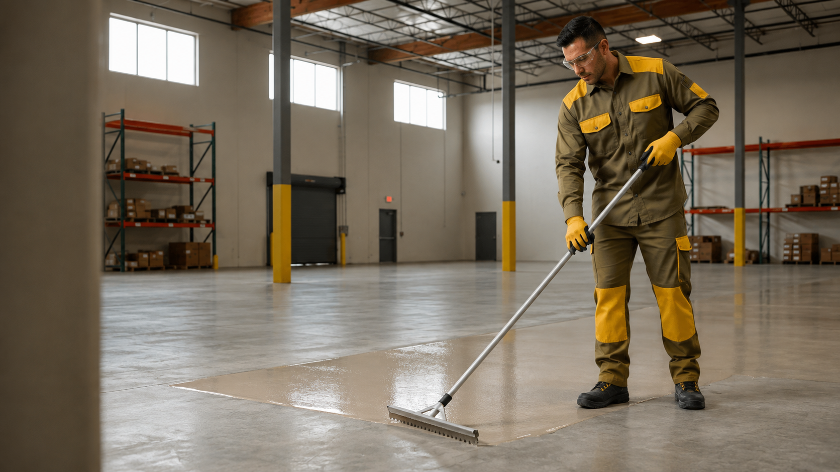 Commercial epoxy flooring installation in Madera California