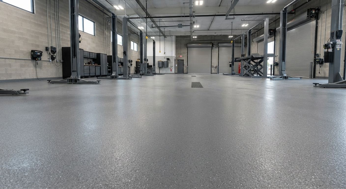Completed commercial epoxy flooring project in Madera California