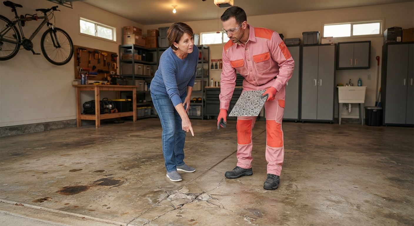 Madera homeowner requesting epoxy flooring service for a worn garage floor