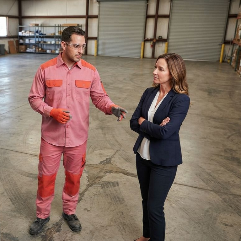 Commercial client requesting epoxy flooring service in Madera California