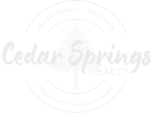 Cedar Springs Realty logo with text and a pine tree icon.