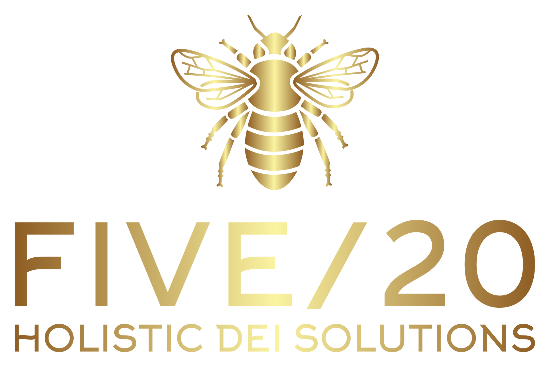 Gold bee logo with “FIVE/20 HOLISTIC DEI SOLUTIONS” text