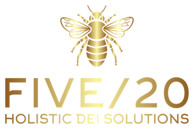 Gold bee logo with “FIVE/20 HOLISTIC DEI SOLUTIONS” text