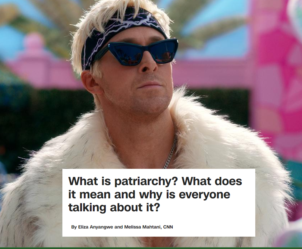 Person in sunglasses and fur coat with a caption asking, “What is patriarchy? What does it mean?”