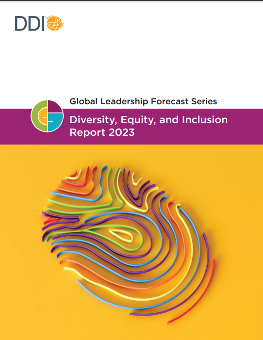 Cover of “Global Leadership Forecast Series: Diversity, Equity, and Inclusion Report 2023” with colorful abstract design