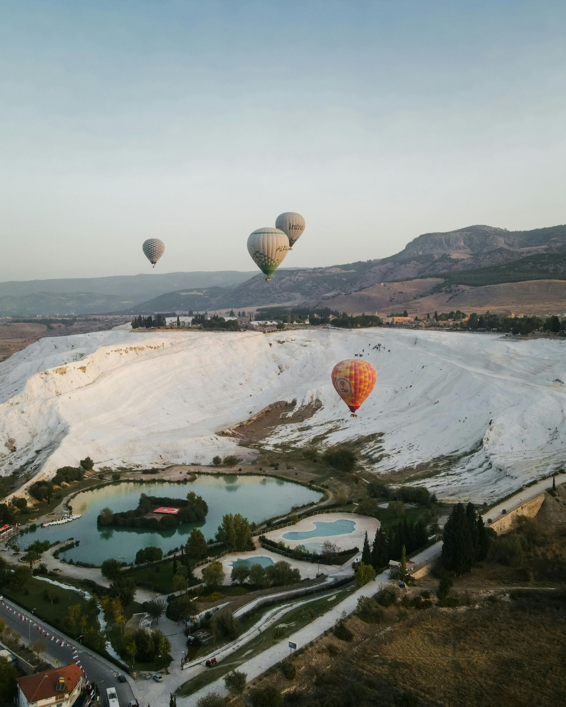 White travertine terraces of Pamukkale on a day tour from Izmir