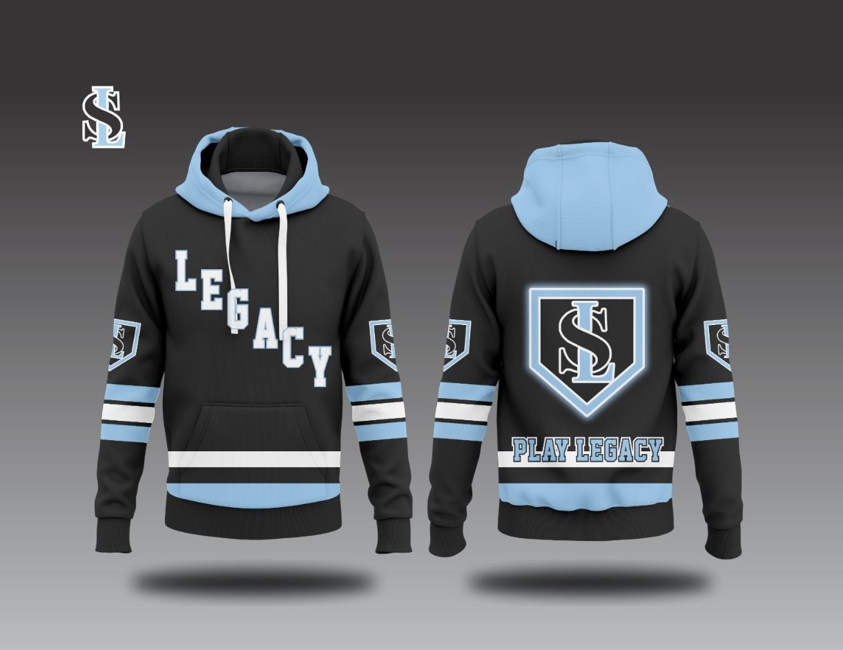 Legacy Hoodie - Hockey style Black/White/Blue