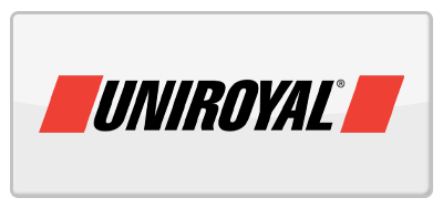 a white and red uniroyal logo on a white background