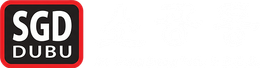 SGD DUBUs 红色边框标志，在黑色背景上，SGD DUBUs 文字。sgdchampaign