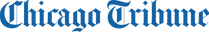 Chicago Tribune logo in blue serif type on a white background