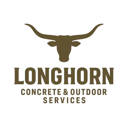 Longhorn Concrete & Outdoor Services logo with brown bull head and horned silhouette
