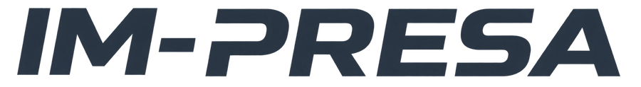 Logo IM-PRESA in testo blu scuro corsivo su sfondo bianco
